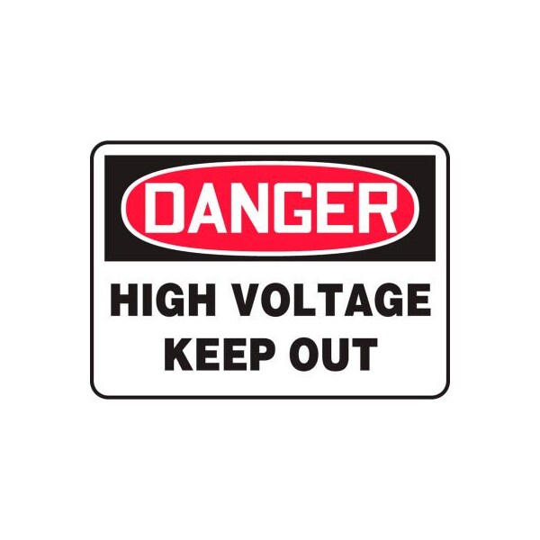 Accuform Accuform Danger Sign, High Voltage Keep Out, 14inW x 10inH, Plastic MELC128VP - main